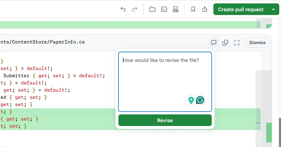 Revising code with a comment